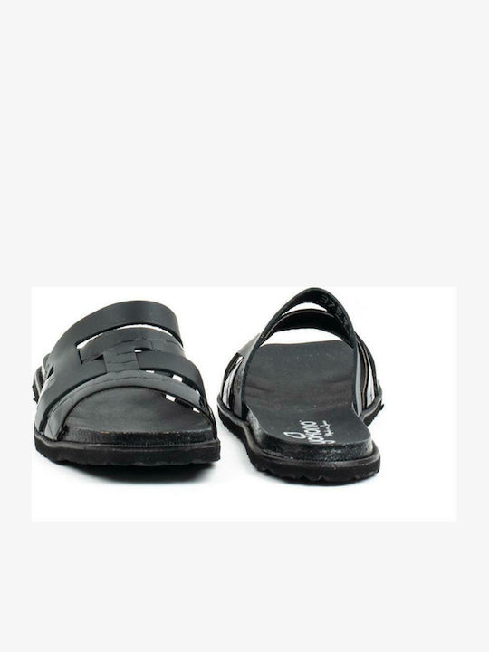 Leather Women's Flat Sandals Anatomic in Black Color