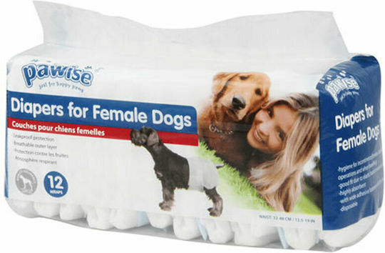 Pawise Female Dogs Diaper Pants Dog έως 3.6kg Small 12pcs