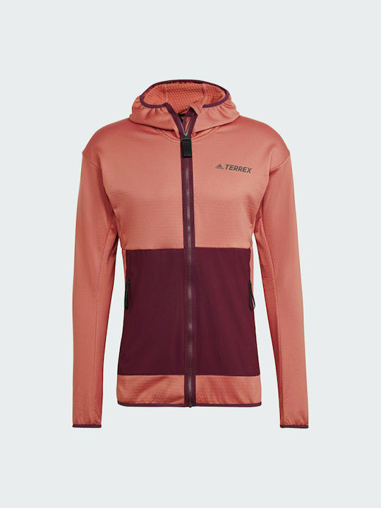 Terrex Tech Lite Hiking Men's Fleece Hooded Cardigan with Zipper Pink