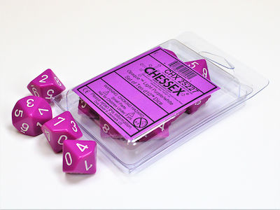 Chessex Opaque Polyhedral Würfel Hellviolett/Weiß 7Stück 25427