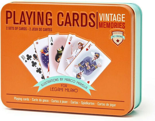 Legami Milano Set Playing Cards 2pcs Paper In Metal Box