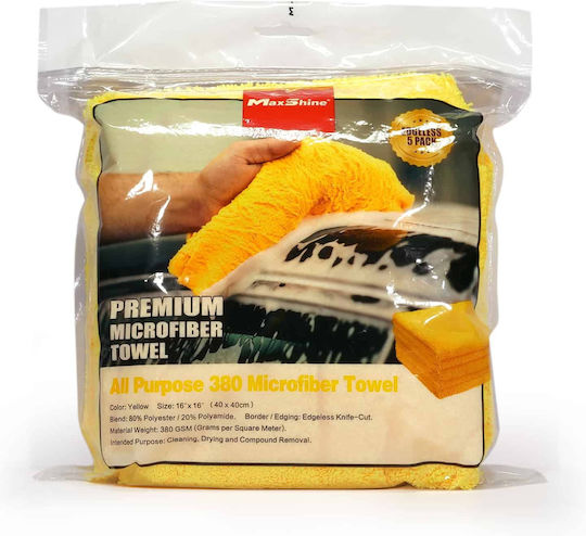 Maxshine Tücher Mikrofaser Polieren Auto 380gsm Gelb 40x40cm 5Stück