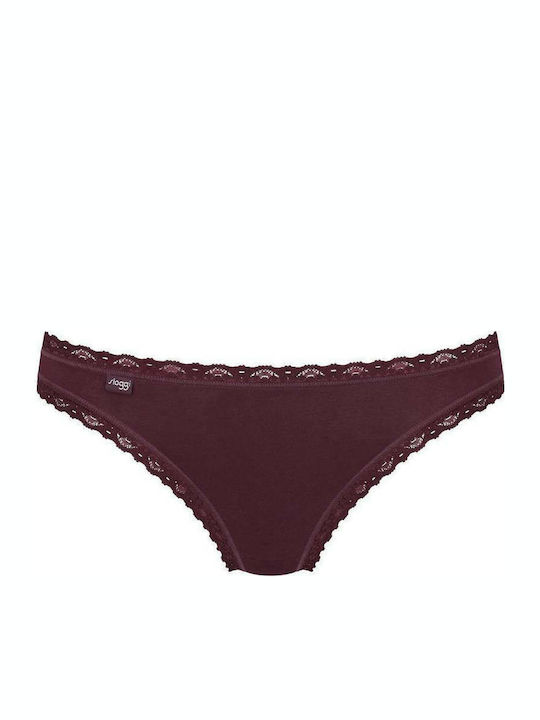 24/7 Weekend H Bumbac Femei Brazilia 3Pack cu Dantelă Bordeaux/Roz