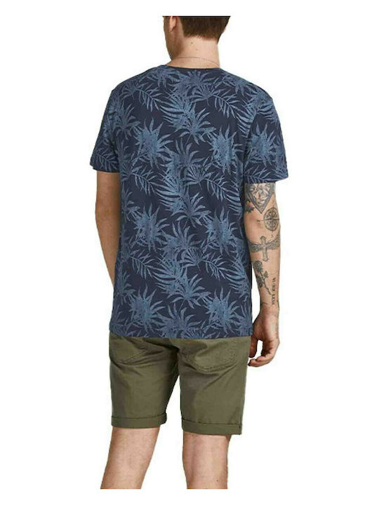 Jack & Jones Ανδρικό T-shirt Navy Μπλε Floral