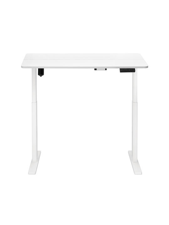 Electric Desk Wooden White with Metal Legs & Adjustable Height 120x60cm