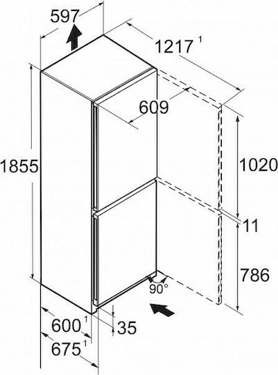 Liebherr Combină frigorifică 330lt NoFrost Î185.5xL59.7xA67.5cm. Inox Pure