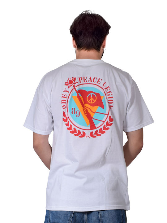 Obey Peace Legion Ανδρικό T-shirt Λευκό με Στάμπα