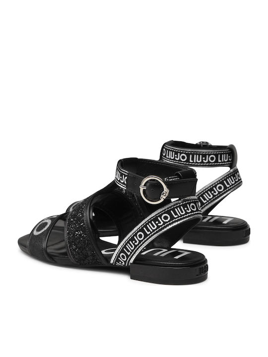 Astra Leather Women's Flat Sandals in Black Color