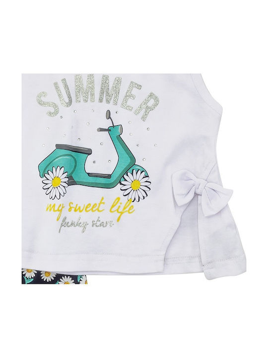 Funky Kids Set with Shorts Summer 2pcs White