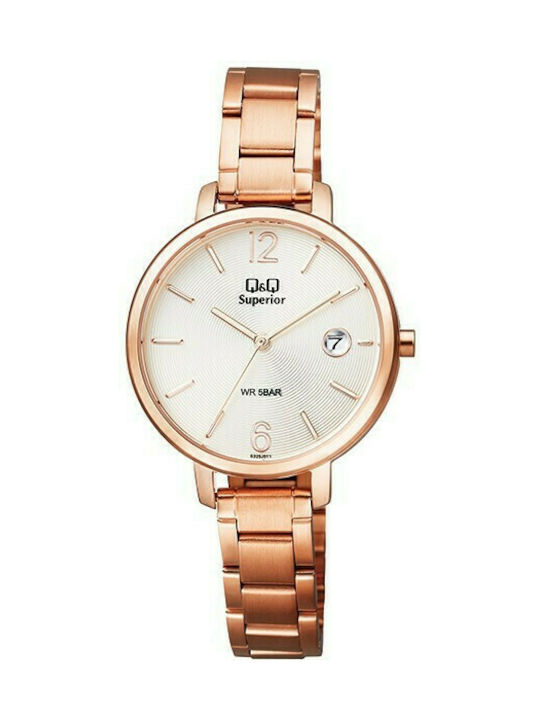 Q&Q Watch with Pink Gold Metal Bracelet