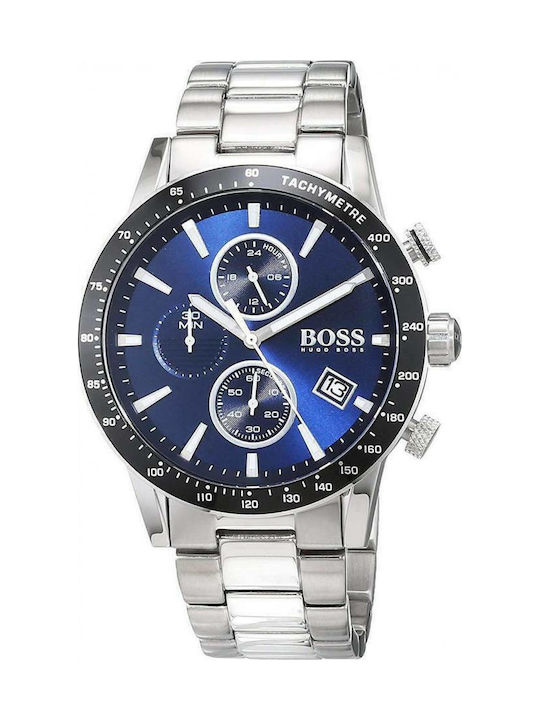 Boss Rafale Men's Watch 45mm Chronograph Battery with Silver Metal Bracelet