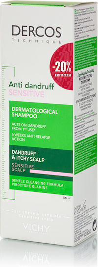 Vichy Dercos Anti Dandruff Sensitive Шампоан за Чувствителен Скалп против Пърхот и Суха Кожа за Всички Типове Коса 200ml
