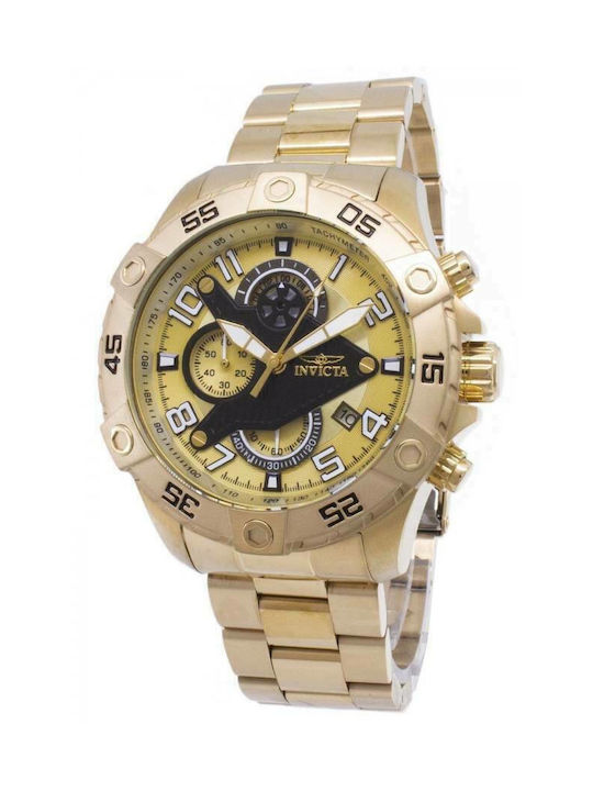 Invicta S1 Rally Watch Chronograph Battery with Gold Metal Bracelet