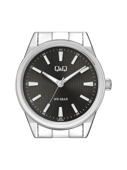 Q&Q Watch Battery with Silver Metal Bracelet