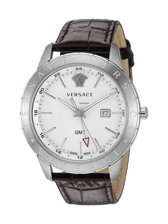 Versace Univers Uhr Batterie mit Lederarmband Versace Univers Uhr Batterie mit Lederarmband