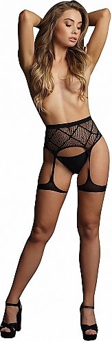Le Désir Striped Fishnet Garterbelt Ζαρτιέρες Black