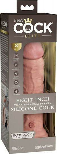 King Cock Vibrating + Dual Density Realistic Vibrator 20cm Lumină