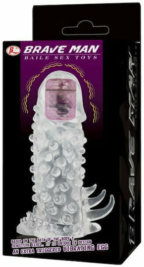 Baile Brave Man III Sensor Extension Extensie Penis cu Vibratie Transparent 18cm
