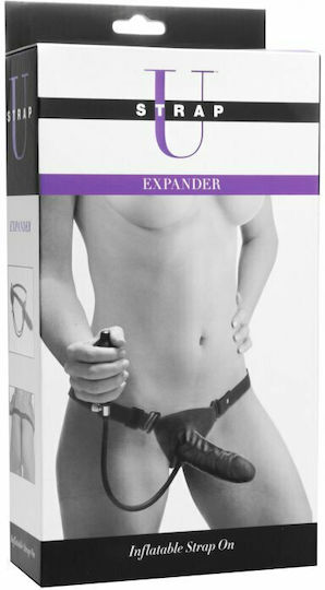 Strap U Expander Inflatable Strap On Арсенал с Единично Дилдо 14.50см в Черен цвят