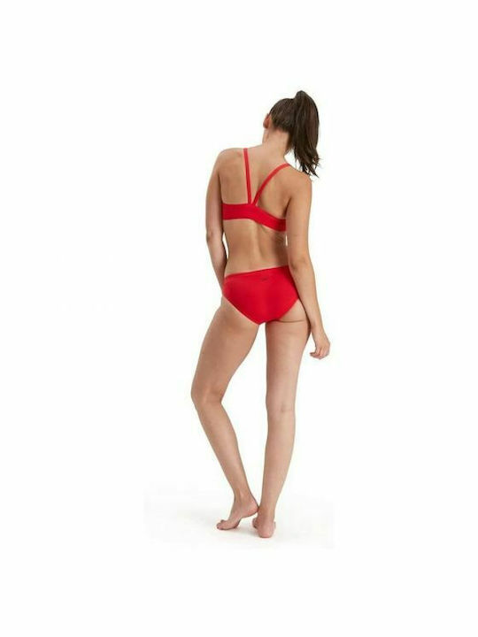 Speedo Sport Bikini Set Sports Bra & Slip Bottom Eco Endurance Thinstrap Red