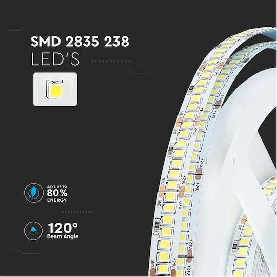 V-TAC Ταινία LED 24V Φυσικό Λευκό Φως 5m Τύπου SMD2835