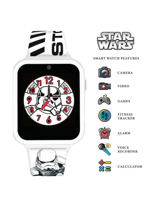 Disney Ceas digital pentru copii Storm Trooper cu curea din cauciuc/plastic Alb