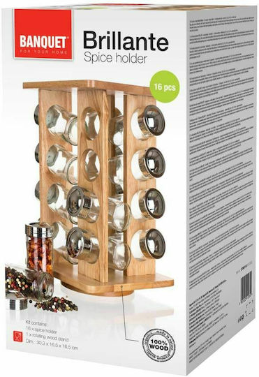 Compulocks Brillante Suporturi de Condimente Plastice pe Suport Maro 16buc Compulocks Brillante Suporturi de Condimente Plastice pe Suport Maro 16buc