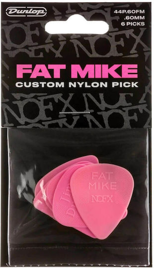 Dunlop Picks Guitar Fat Mike Nylon Standard Thickness 0.6mm Set 6pcs