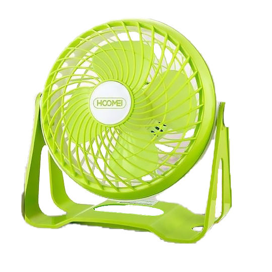 USB Office/Home Rotating Fan Rechargeable Battery Green HM-8135G 3W 64025