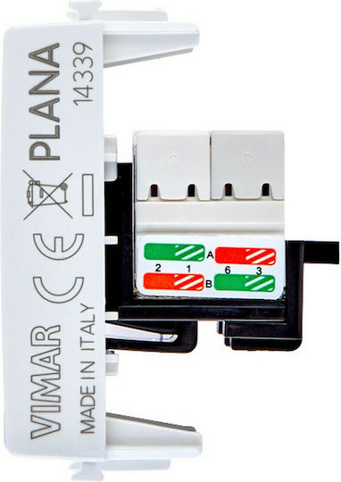 Vimar Plana Priză De Rețea RJ45 Single Fără Ramă Tip Cat6 În Culoare Albă 14339.6
