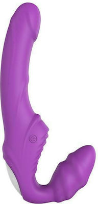 Dream Toys Vibes Of Love Double Dipper Strapless Strap On with Vibration Purple