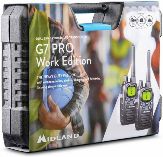 Midland G7 Pro Work Edition Wireless Transceiver PMR 3W with Monochrome Screen Set of 2pcs
