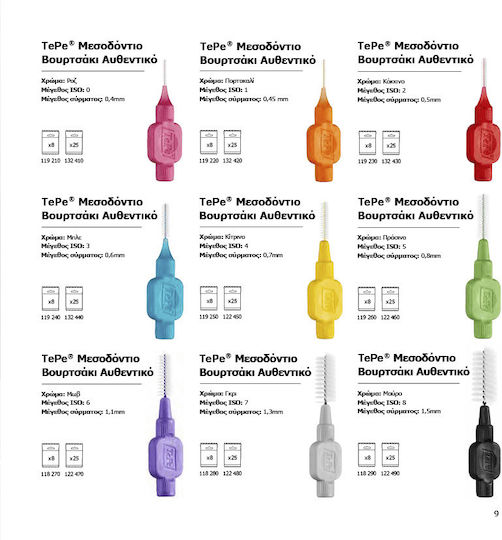 TePe Original Μεσοδόντια Βουρτσάκια 0.7mm Κίτρινα 8τμχ