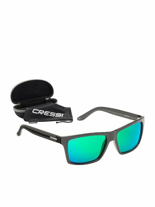 CressiSub Rio Men's Sunglasses with Black Plastic Frame and Green Polarized Lens XDB100112