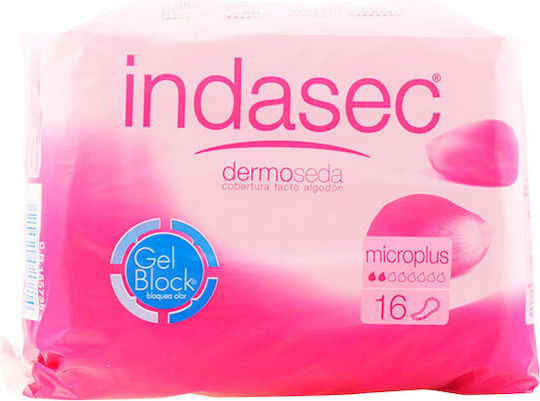 Indasec Dermoseda Micro Plus Women's Incontinence Pad Light Flow 2 Drops 16pcs