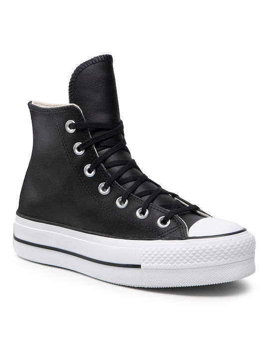 Converse Chuck Taylor All Star Lift Leather High Top Flatforms Μποτάκια Black / White