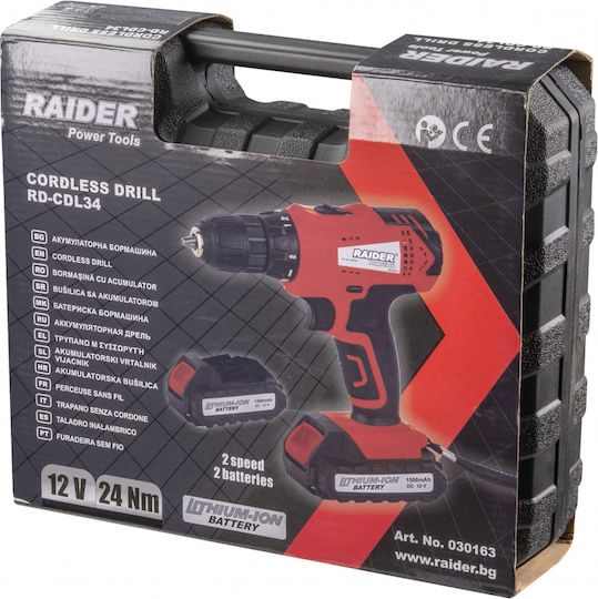 Raider 030163 Mașină de găurit cu acumulator 12V 2x1.5Ah