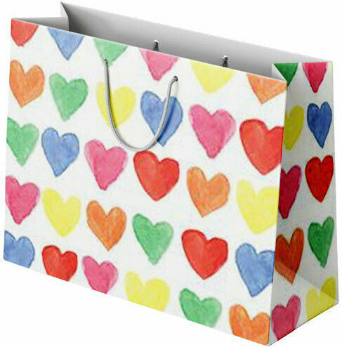Next Inimioare Hârtie Geantă pentru Cadou Multicoloră 26x12x26cm. 12buc