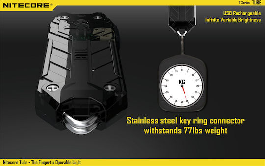 NiteCore Rechargeable Keychain Flashlight LED IP65 with Maximum Brightness 45lm Tube V2.0 Embedded Light Blue