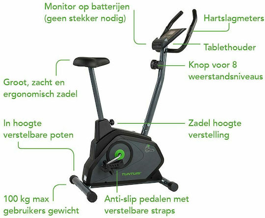 Tunturi Cardio Fit B30 16TCFB3000 Право Велосипед за Фитнес Магнитно