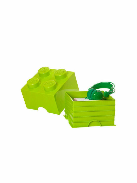 Lego Kids Plastic Toy Storage Box 4-Stud Green 25x25x18cm