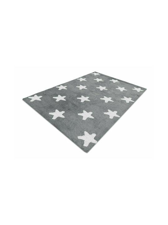 Klonaras Stars Παιδικό Χαλί Αστέρια Silver Στρογγυλό με Διάμετρο 130cm Πάχους 9mm