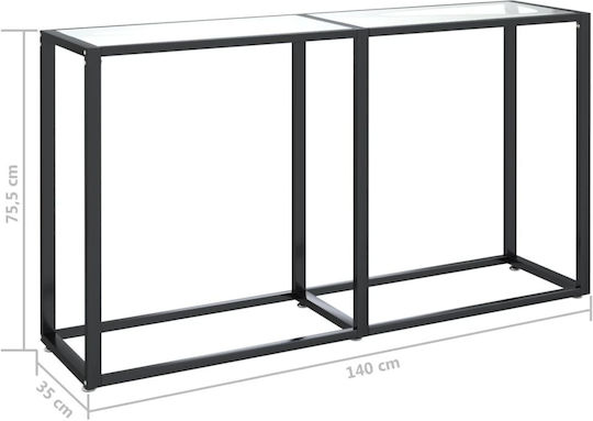 Конзолна маса Метална със Стъклено Покритие Черен Д140xШ35xВ75.5cm