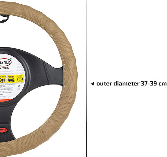Heyner Car Steering Wheel Cover SoftComfort PRO with Diameter 37-39cm Synthetic Beige