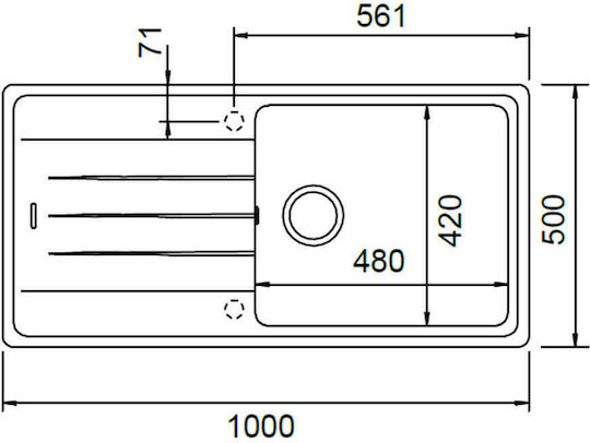 Schock Cristalite Element Ένθετος Νεροχύτης από Συνθετικό Γρανίτη Μ100xΠ50cm Croma