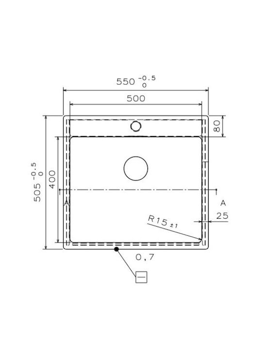 Asil AS 383 Drop-In Sink Inox Satin W54xD50cm Silver