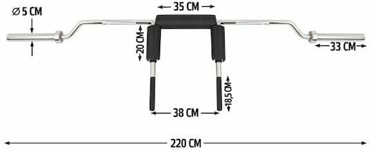inSPORTline ​Squat Bar Olympic Type Φ50mm 220cm Length without Collar
