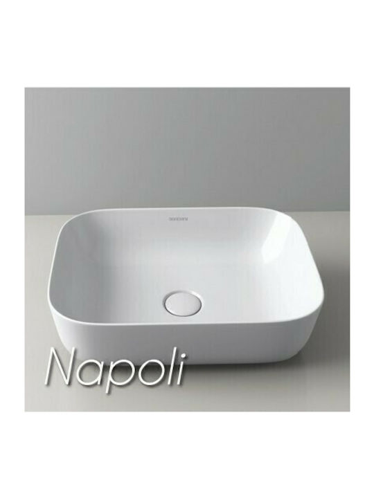 Soncera Napoli Aufsatzwaschbecken Porzellan 60x40x14.5cm Weiß