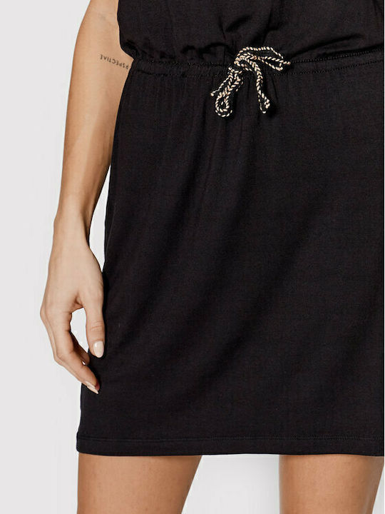 Surfs Up Sommer Mini Kleid Schwarz