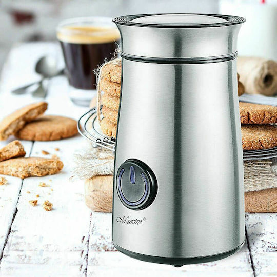 Maestro Ηλεκτρικός Μύλος Καφέ 150W με Χωρητικότητα 50gr Ασημί